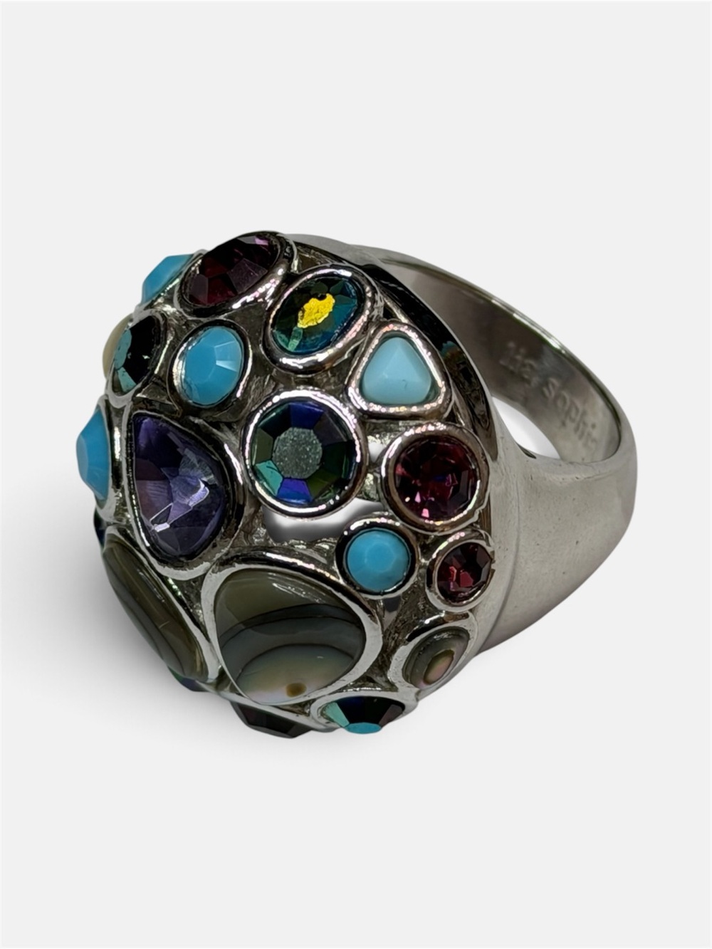 Lia Sophia - Fireworks silver tone dome ring size 8 - Picture 5 of 6